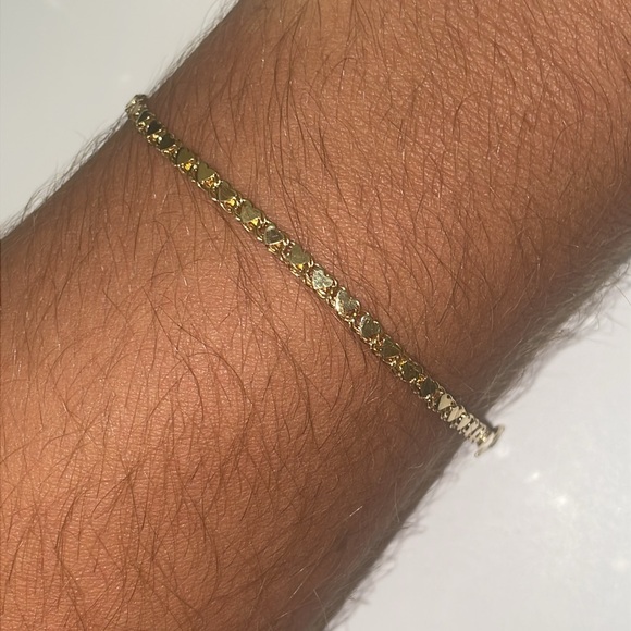 Solid Stamped 14K Yellow Gold Love Hearts Link Bracelet - Picture 5 of 12